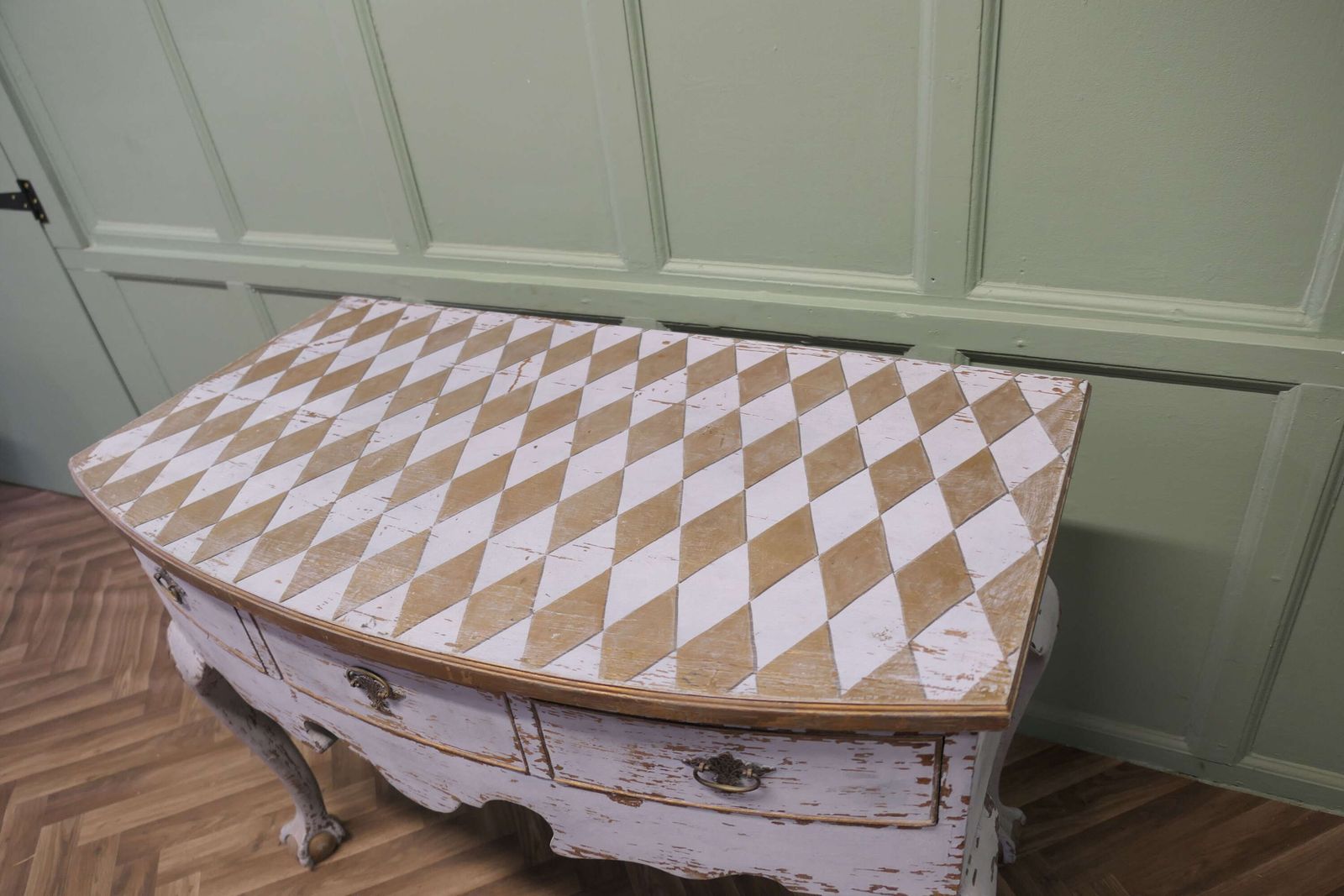 18th Century Baroque Bow Front Painted Console Side Table photo for sale