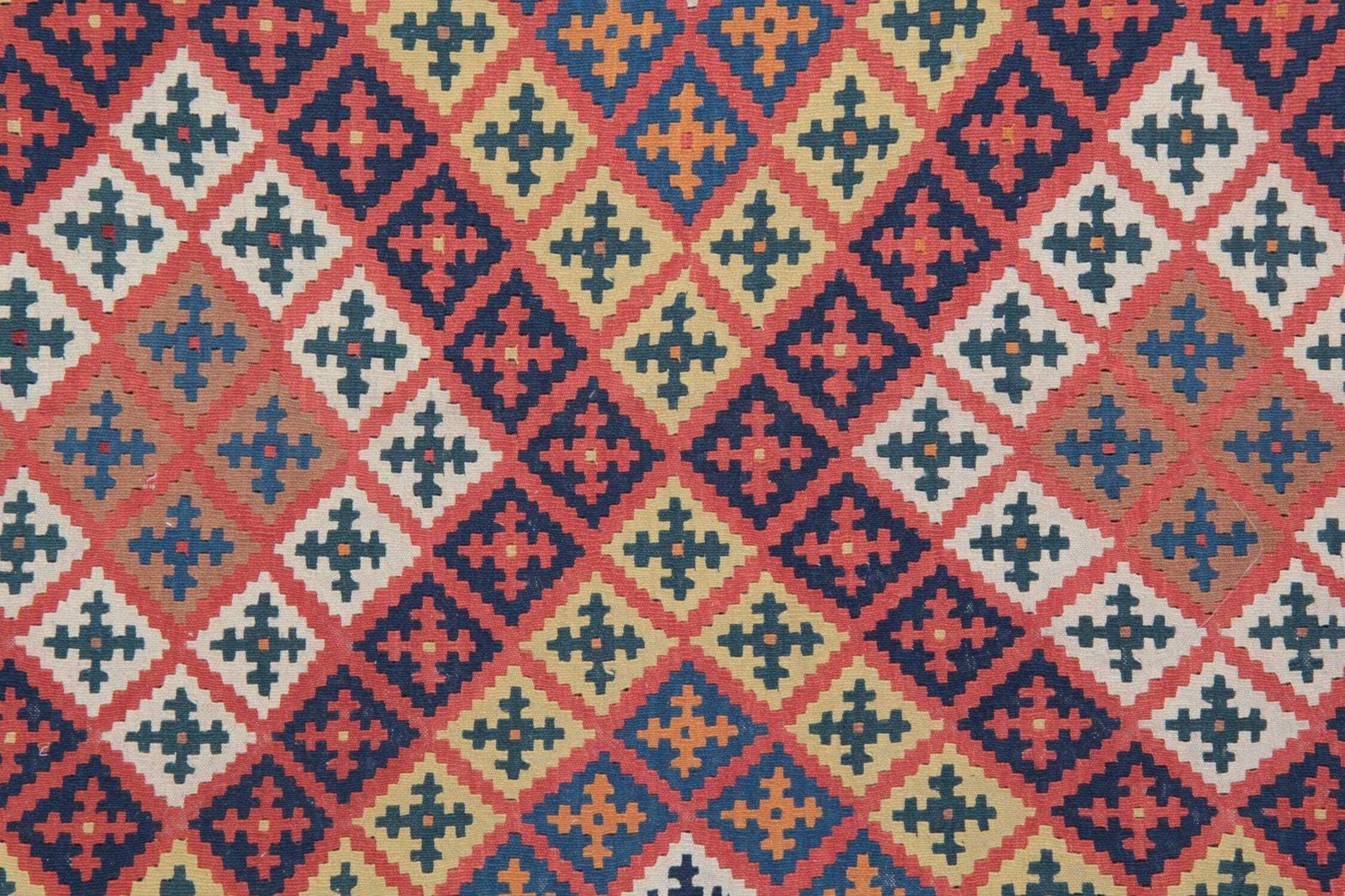 Vintage Kilim Rug: 1950s Wool Flatweave, Geometric Tribal Design (300 × 147 Cm) photo Textiles