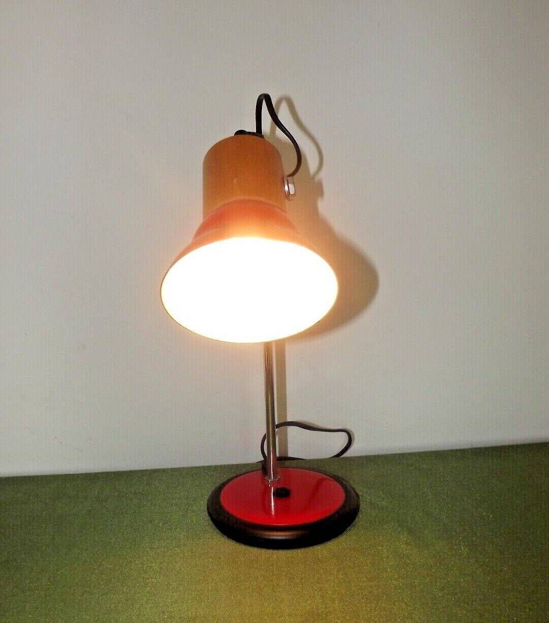 photo furniture French Vintage Retro Adjustable Desk Lamp Red Black Silver & Wood Effect   Vintage French Lighting. Retro Lamp. Adjustable Desk Lamp.