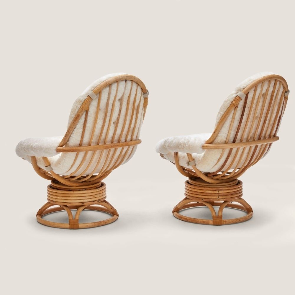 Furniture Set Of 5 Bamboo And Rattan Armchairs From The 1950s photo
