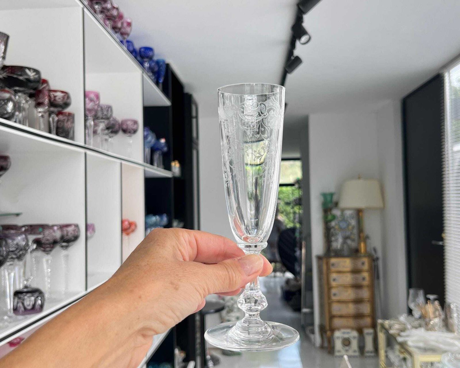 Saint Louis Champagneglas | 1 Flûte | Model Cleo, Gesigneerd photo vintage