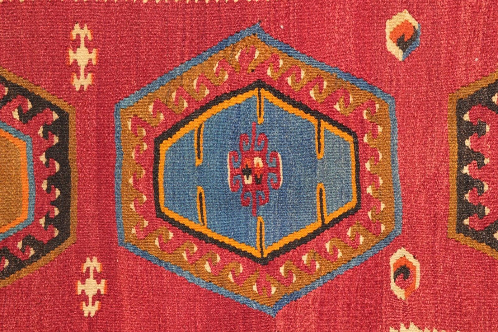 Small Turkish Kilim Rug Wool Medallion Flatweave Antique Carpet 1940s, 4'3" × 2'5" Ft photo for sale