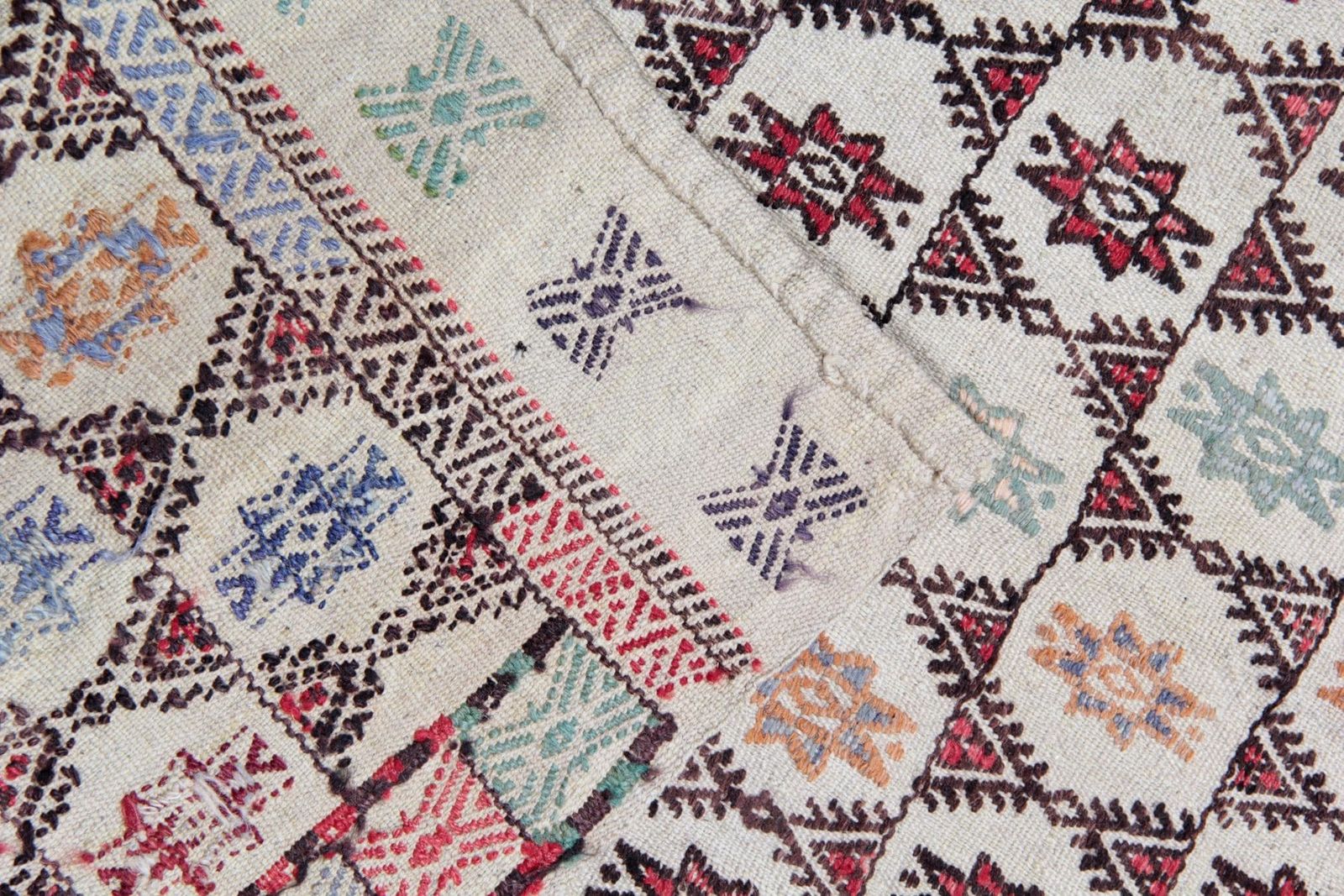 Antique Turkish Kilim Rug: Beige Wool, Zig Zag Tribal Design, 1910s photo buy
