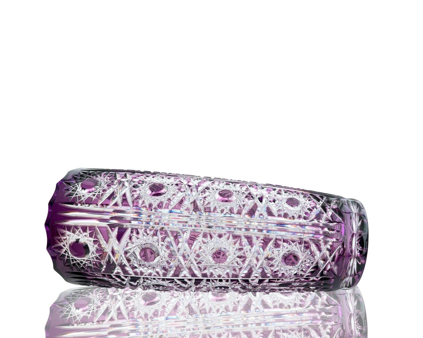 Amethyst Crystal Vase | Handmade Cut To Clear | Purple Decor photo furniture
