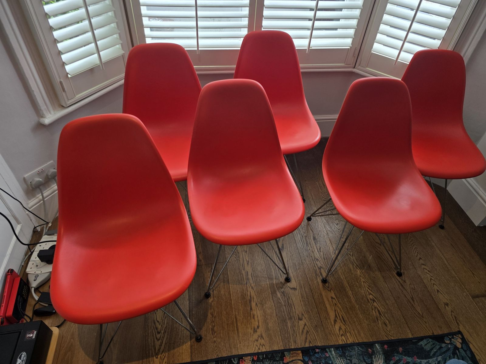 Set Of 6 Vitra Eames Dsr Re Plastic Chair   Poppy Red