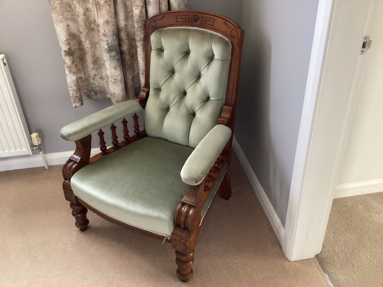19th Century Green Upholstered Occasional Chair photo 50.0