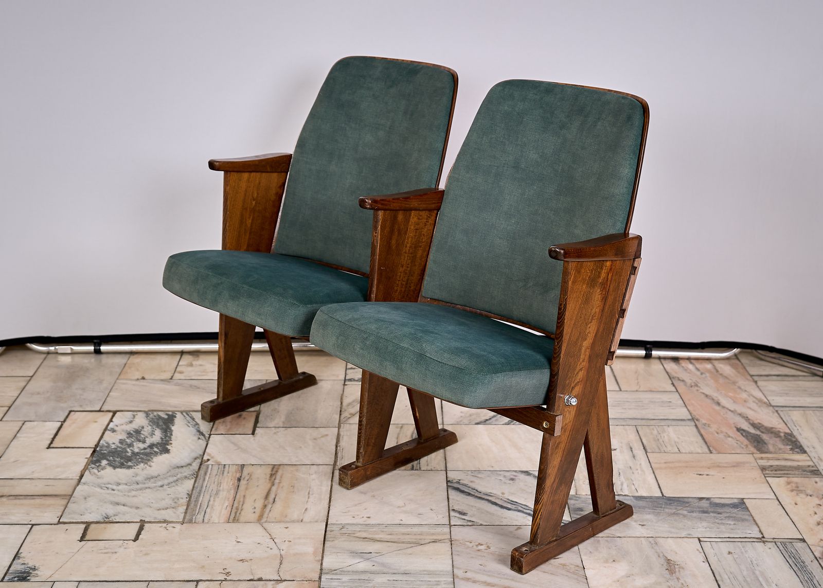 Folding 2 Seater Cinema Armchairs Czechoslovakia 1970s photo Furniture