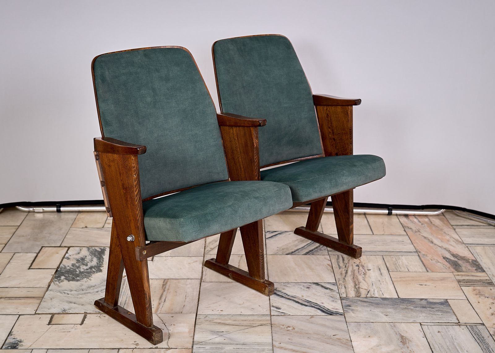 Folding 2 Seater Cinema Armchairs Czechoslovakia 1970s photo for sale