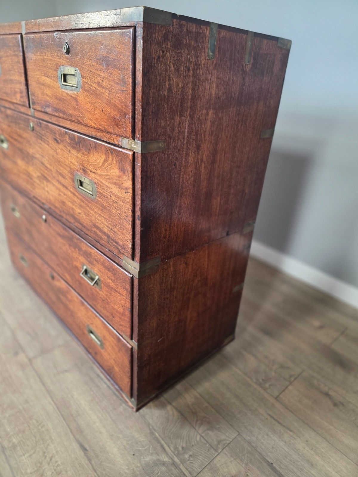 Furniture Antique Regency Teak Campaign 1830s Chest photo