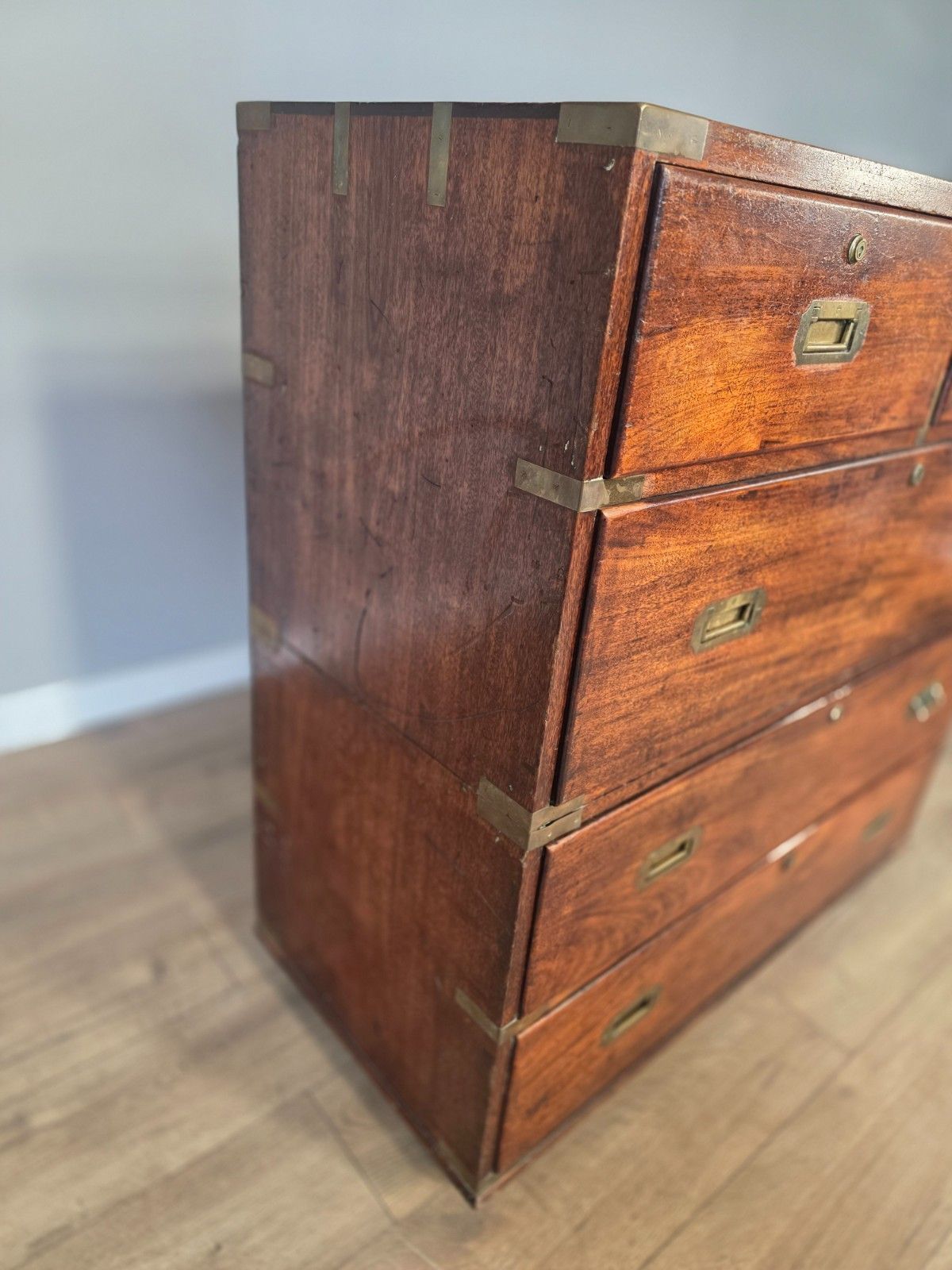 2495.0 Antique Regency Teak Campaign 1830s Chest photo