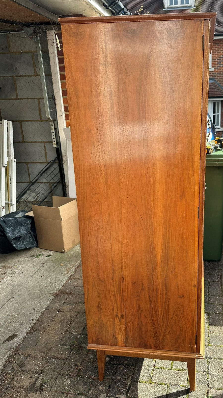 Retro Walnut Alfred Cox Gents Wardrobe Mid Century Furniture photo for sale