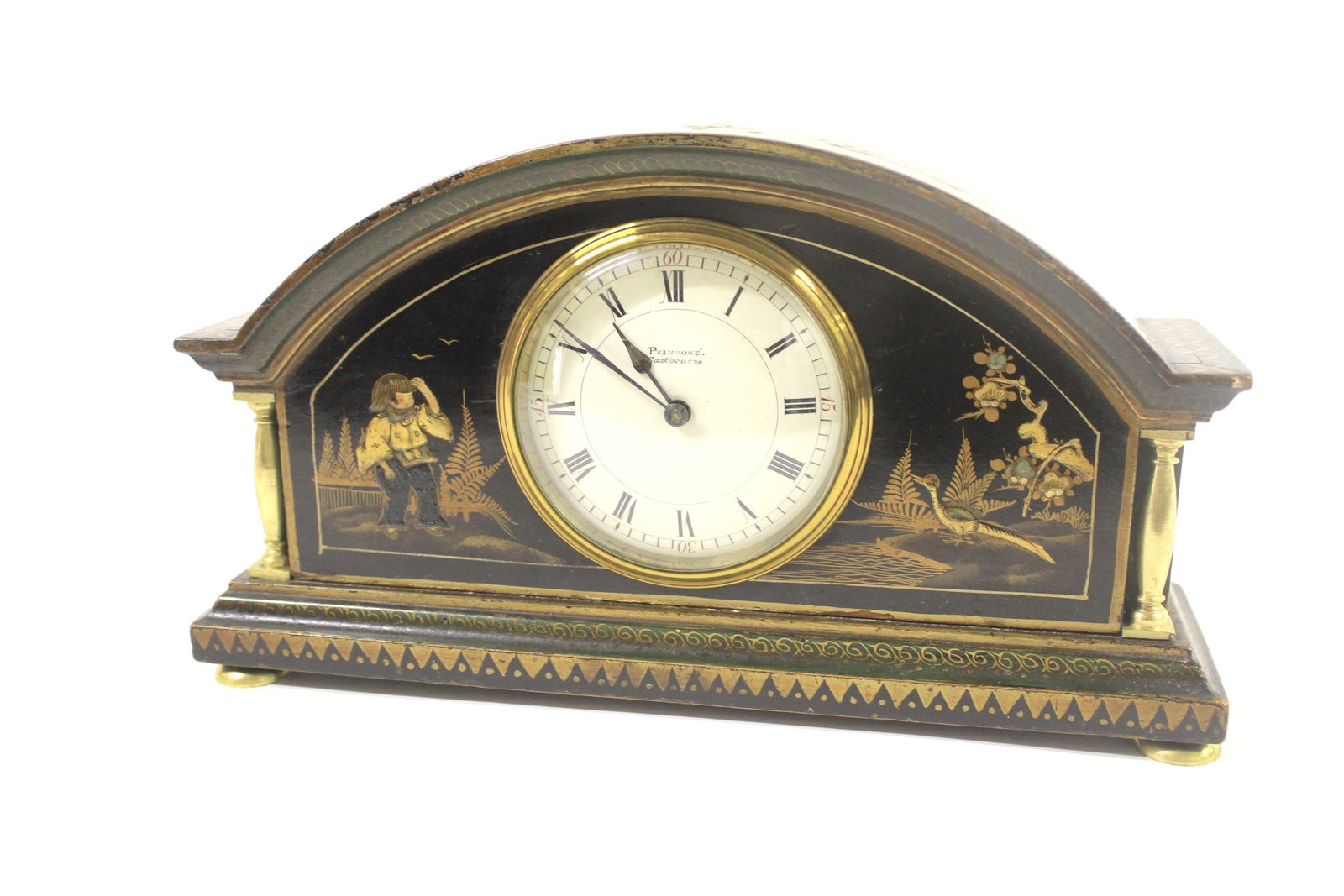 Chinoiserie Decorated Mantel Clock Circa 1920s
