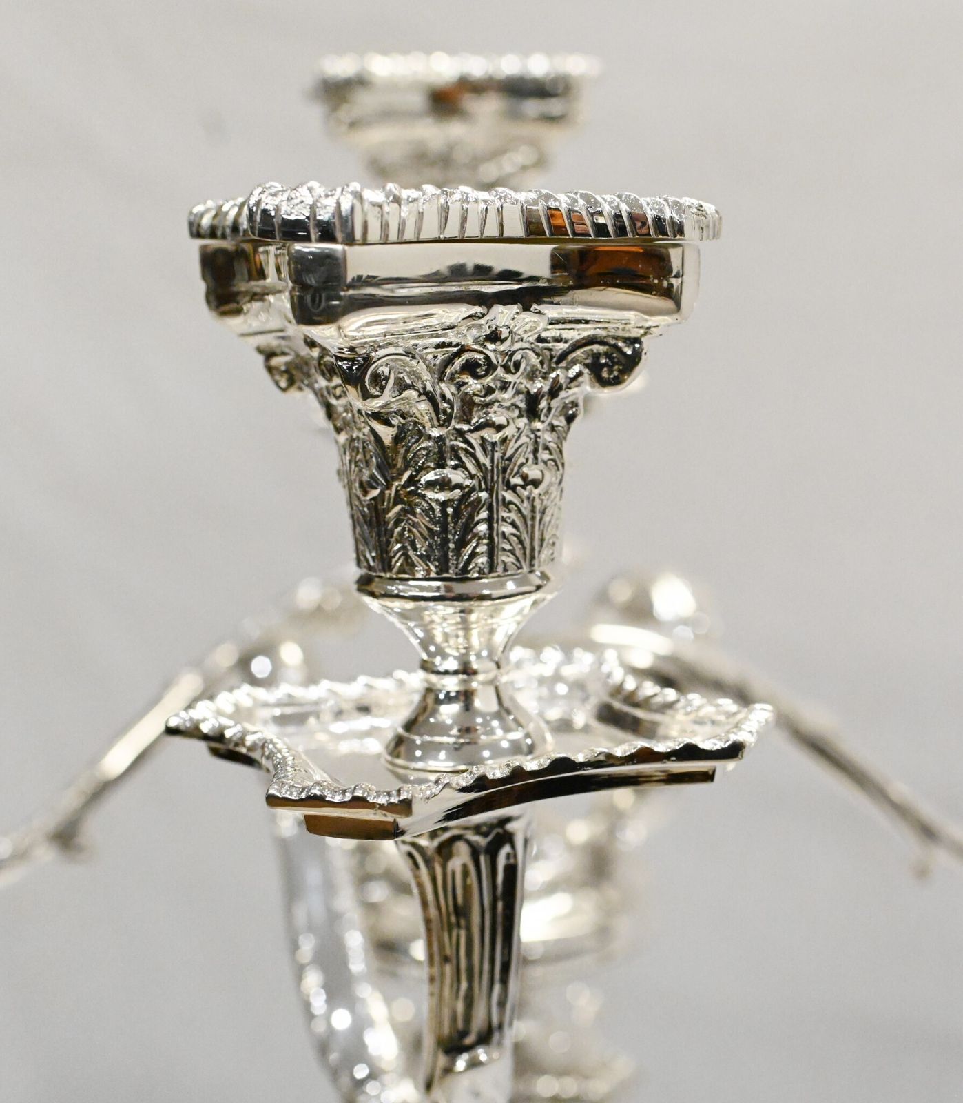 Regency Silver Plate Candelabras Doric Column Candles photo for sale