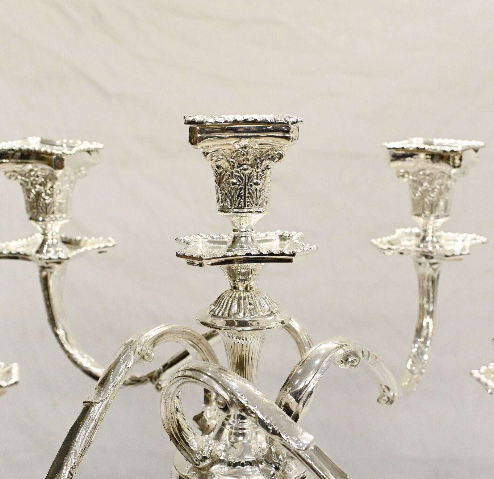 Regency Silver Plate Candelabras Doric Column Candles photo vintage