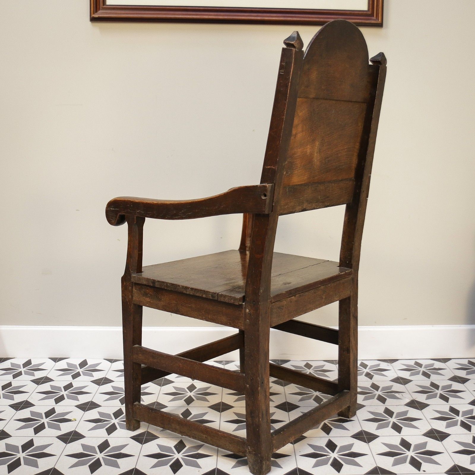 Wainscot Chair Oak 18th Century Hand Carved Back photo 495.0