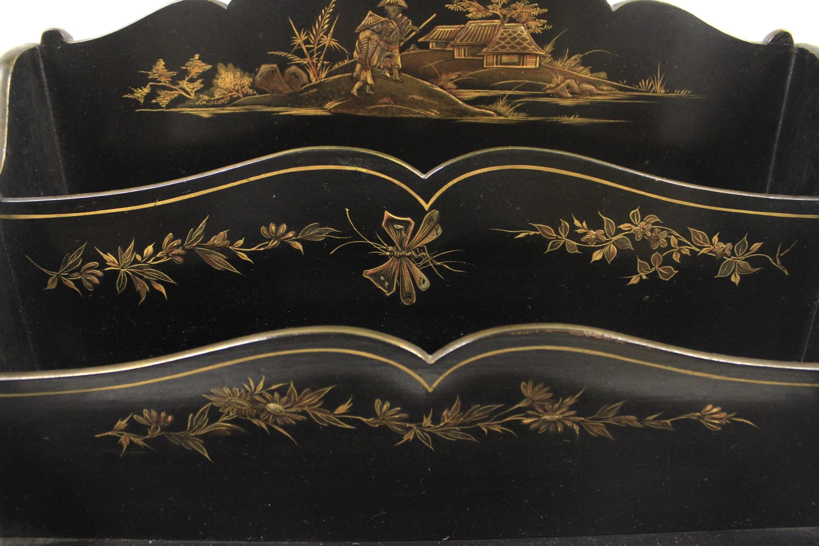 Late Victorian Chinoiserie Decorated Letter Rack photo furniture