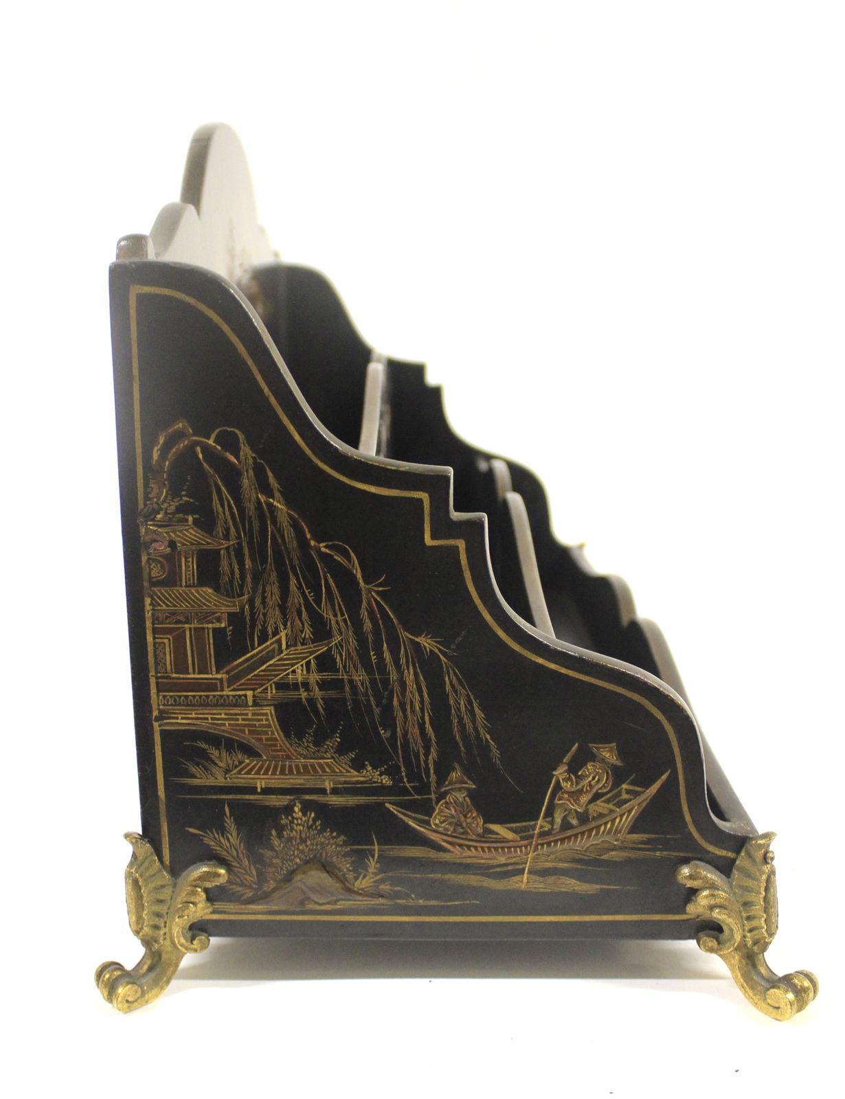 Late Victorian Chinoiserie Decorated Letter Rack photo Home Decor