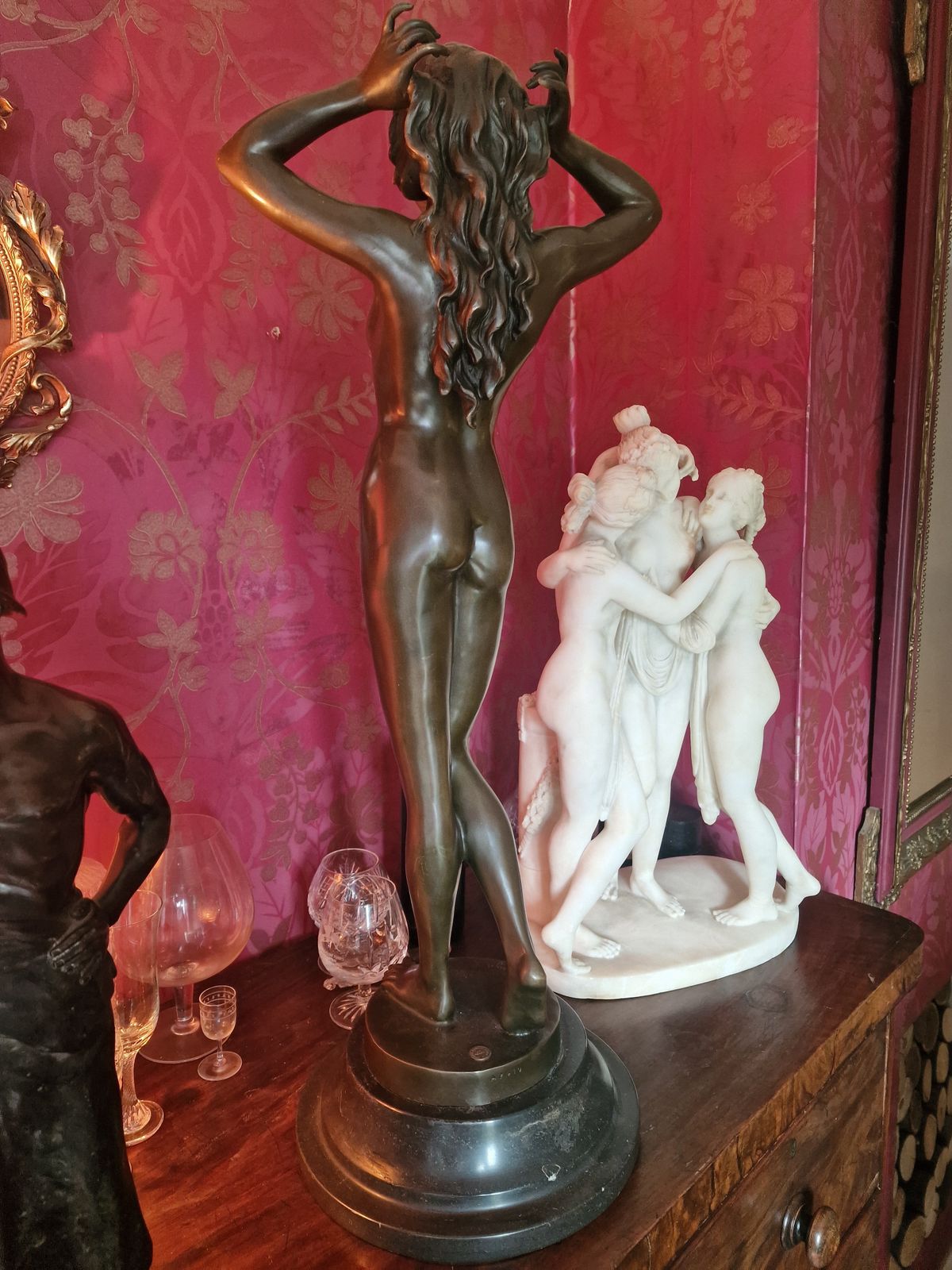 Carlo Pittaluga Nude Nymph Bronze Artwork Hot Cast Classic Large  Figurine Inscribe Stamped photo Art