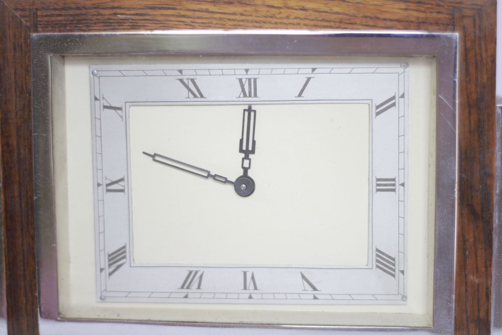 Art Deco Oak & Chrome Mantel Clock photo Home Decor