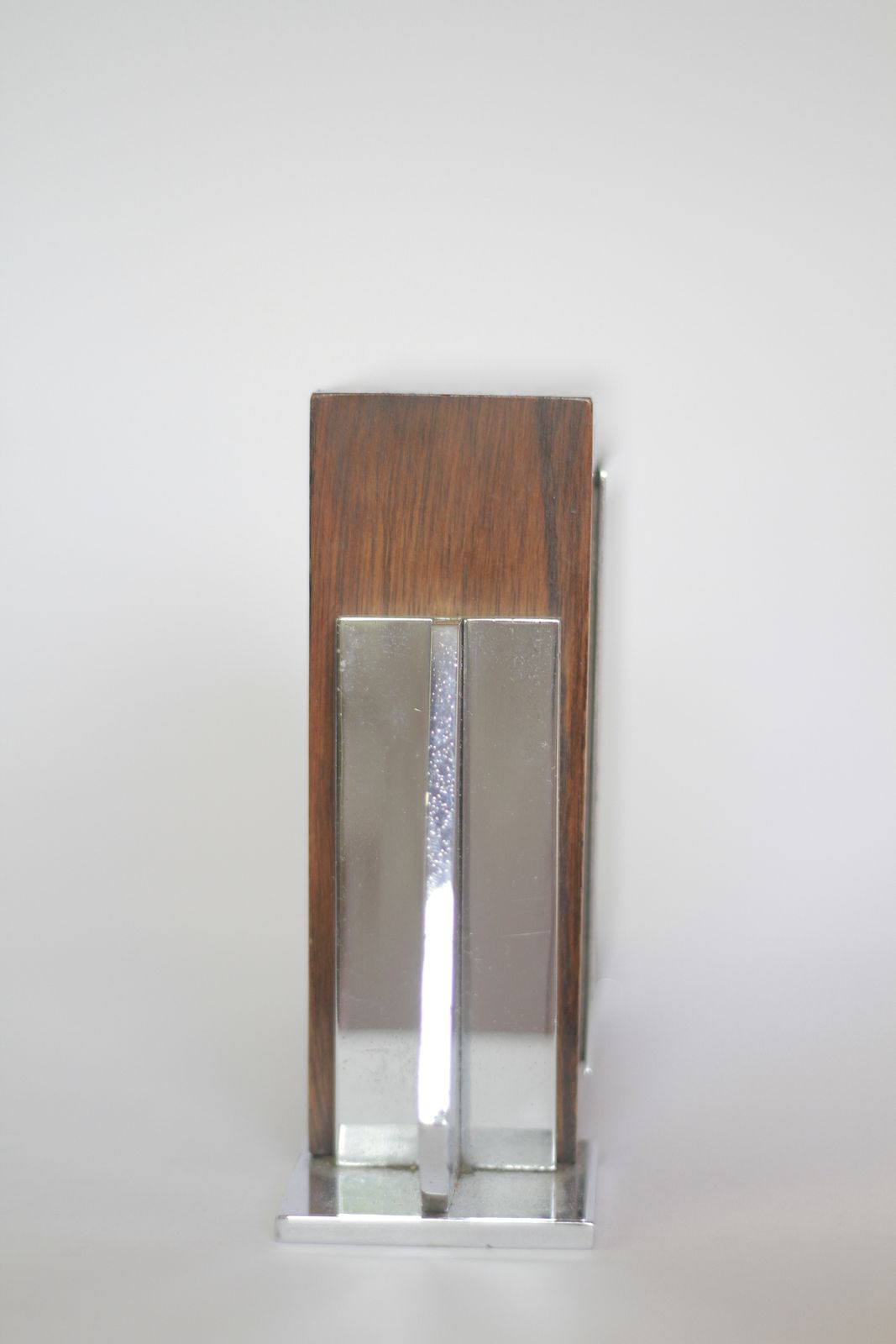Art Deco Oak & Chrome Mantel Clock photo 250.0