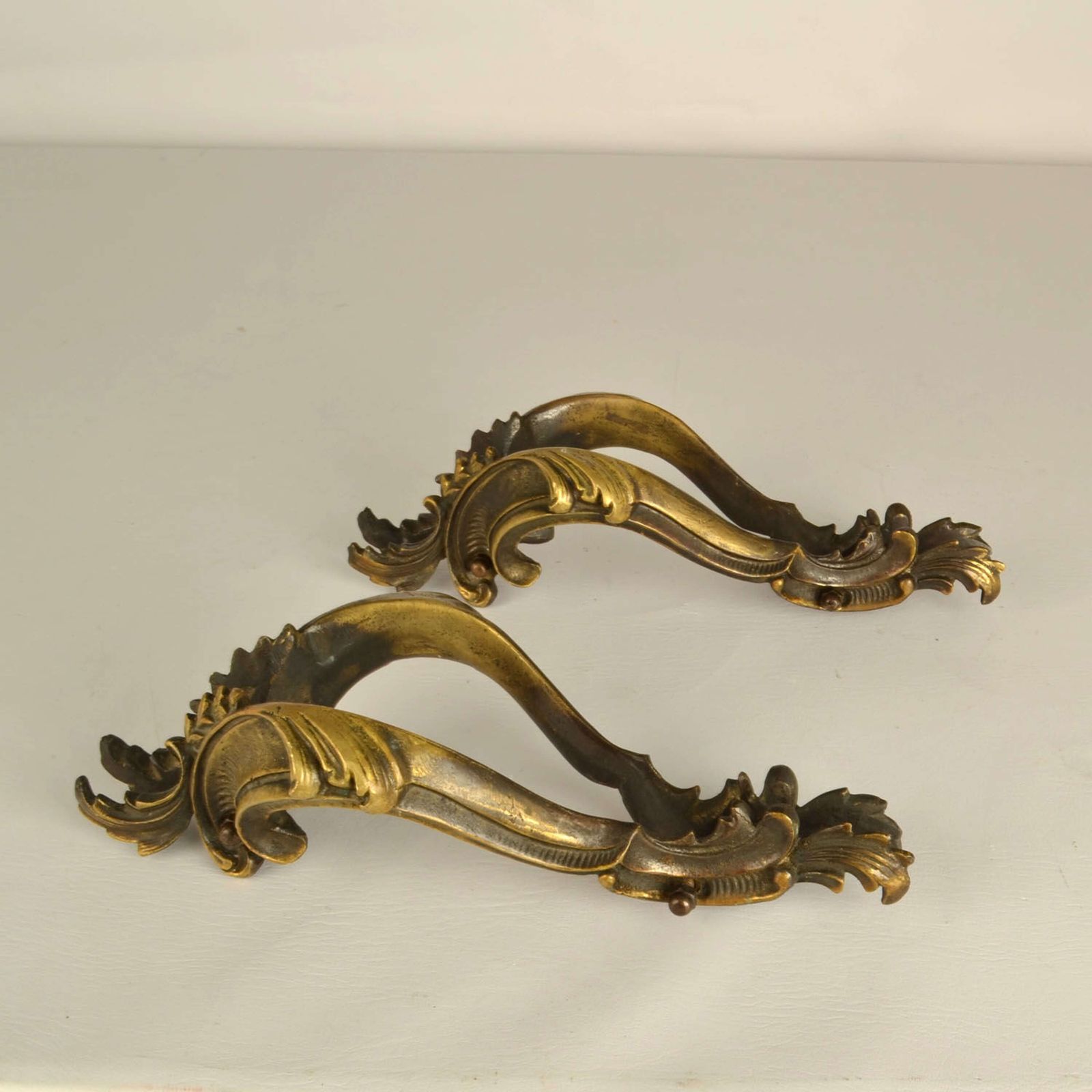 Double Pair Of Italian Baroque Push Pull Bronze Door Handles photo vinterior