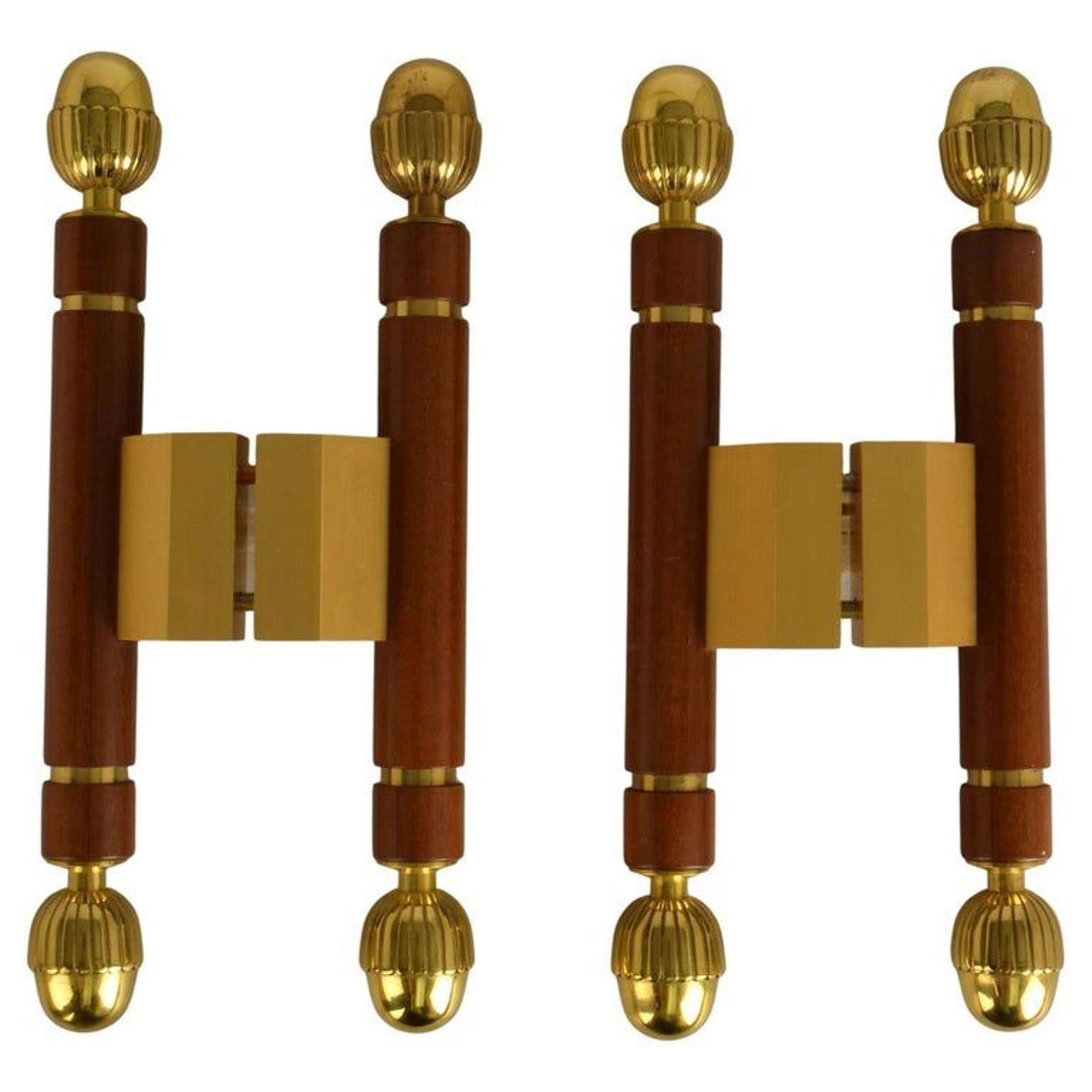 Pair Of Classical Push Pull Door Handles In Bronze And Wood