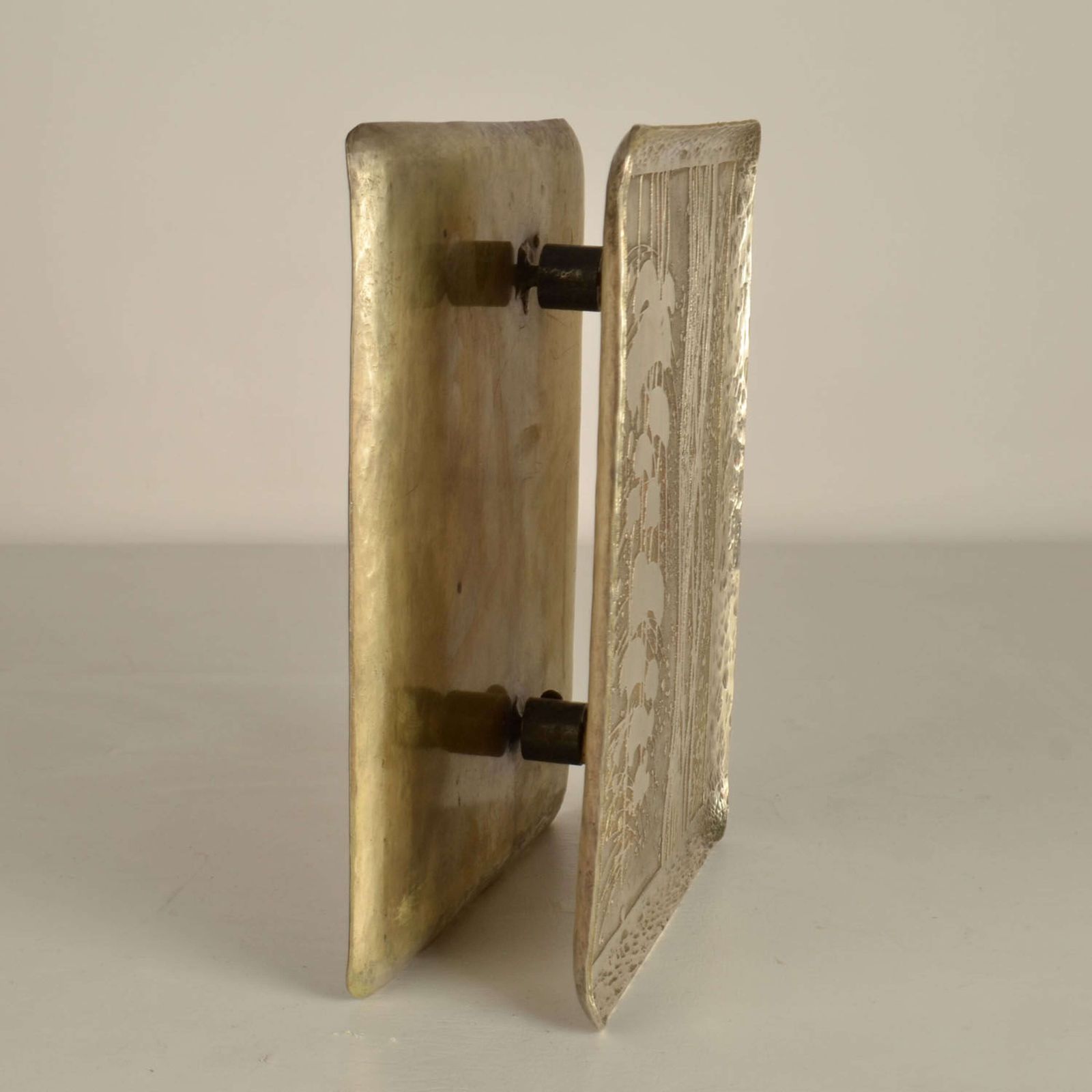 photo for sale Large Double Door Handles With Etched Silver Plated Texture