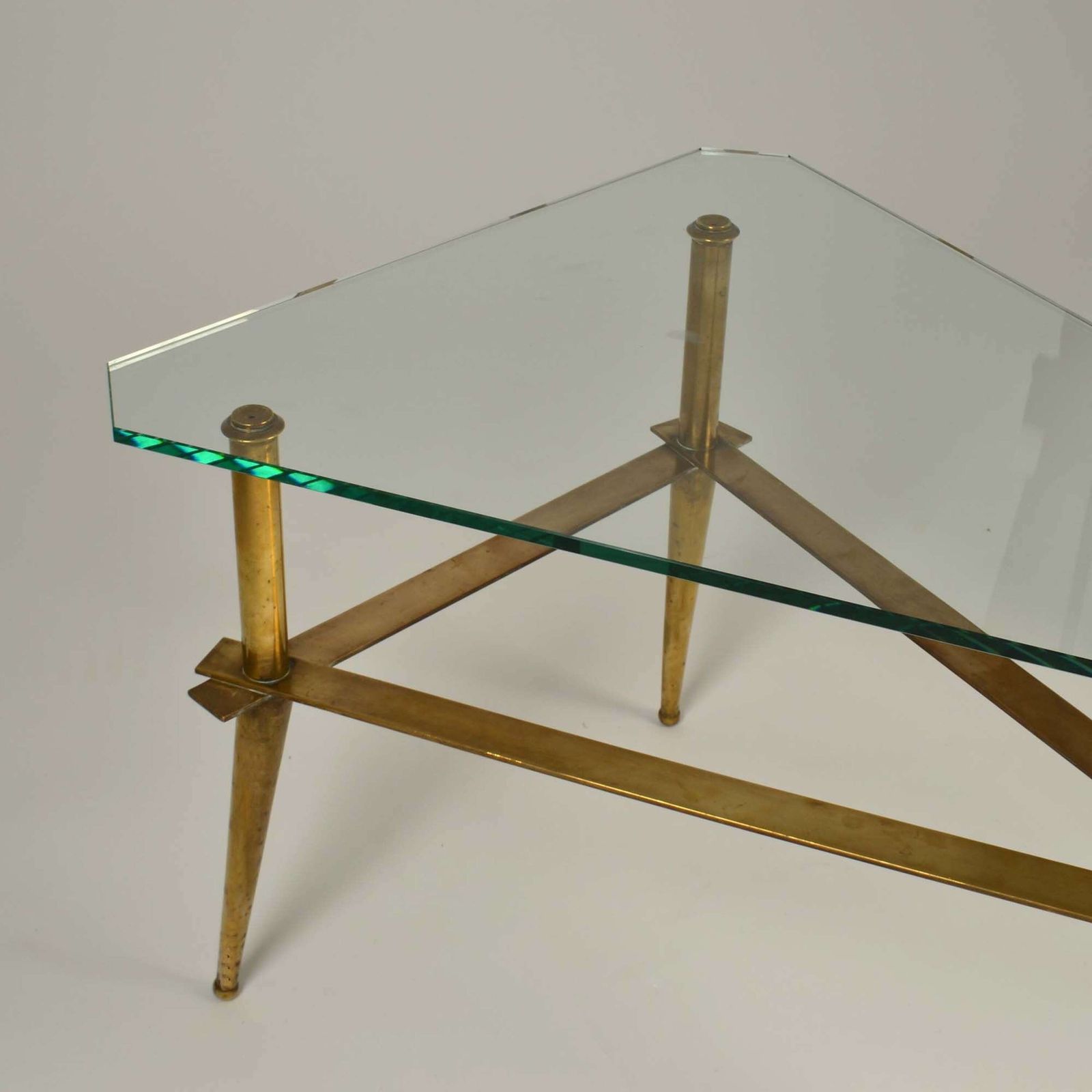 Tripod Italian Brass And Glass 1950s Coffee Table photo Furniture