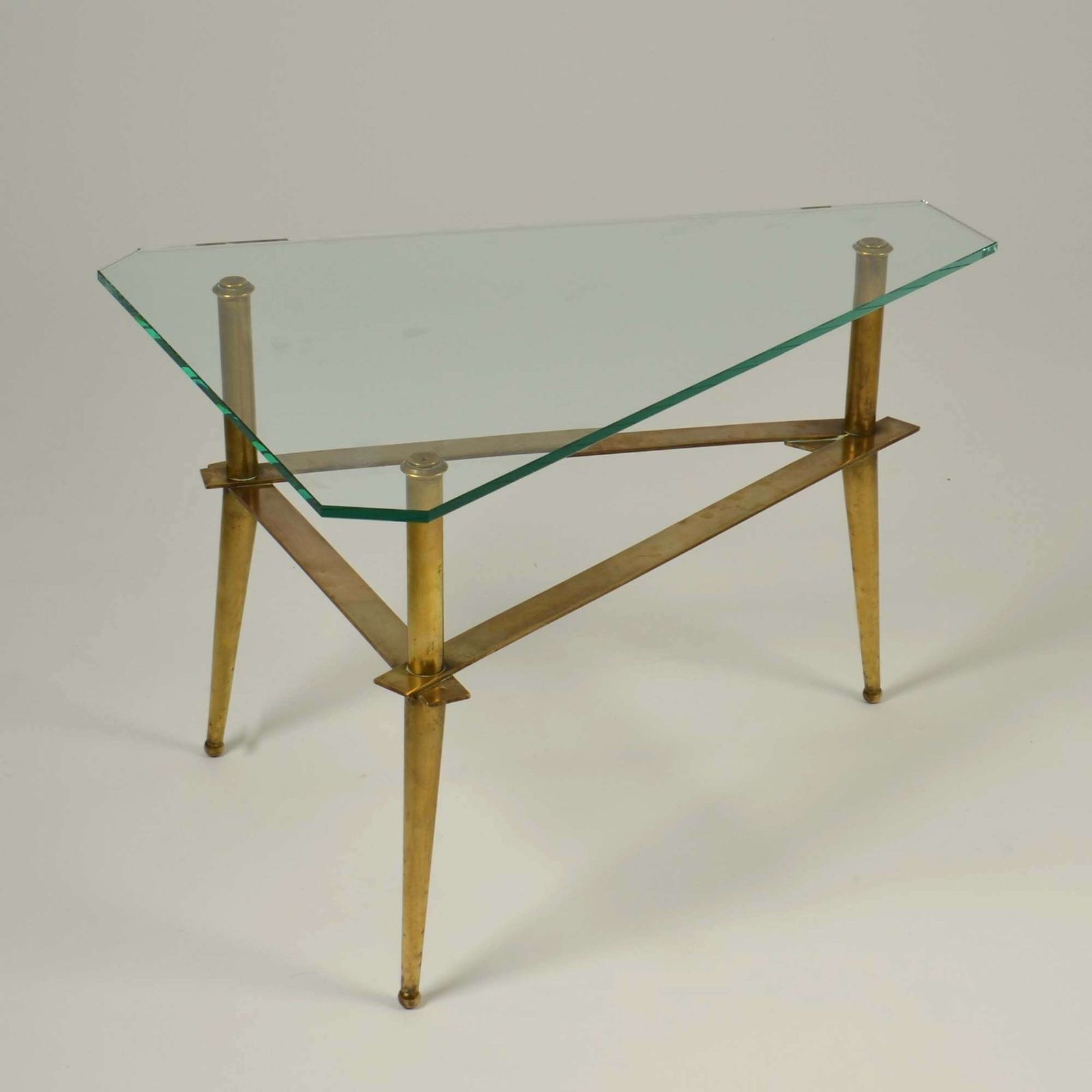 Tripod Italian Brass And Glass 1950s Coffee Table photo vinterior