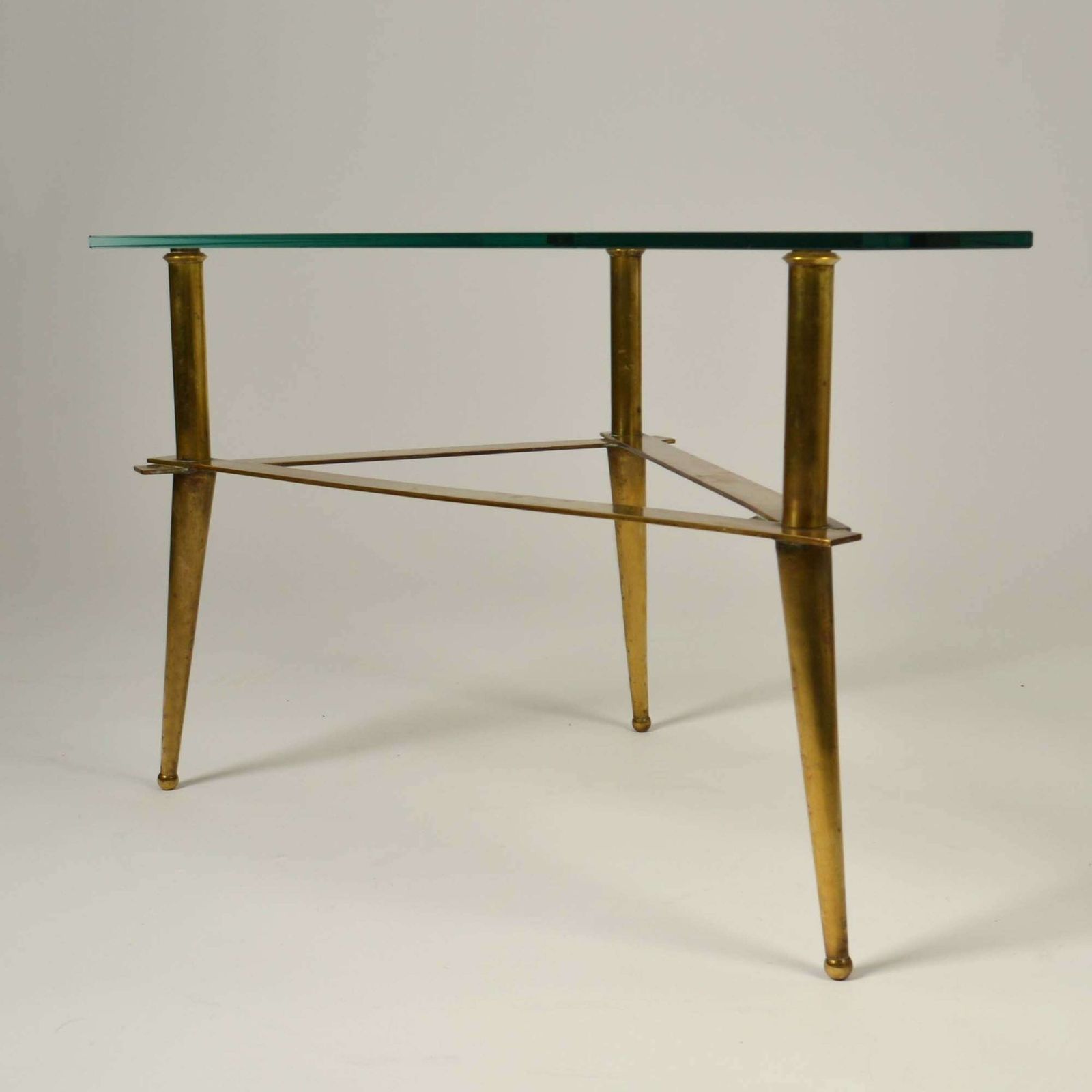 Tripod Italian Brass And Glass 1950s Coffee Table photo vintage