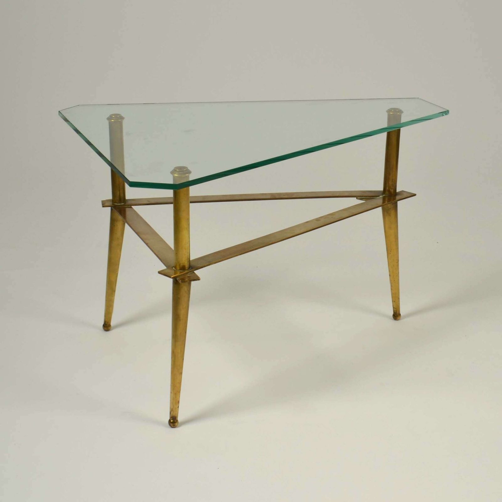 photo furniture Tripod Italian Brass And Glass 1950s Coffee Table