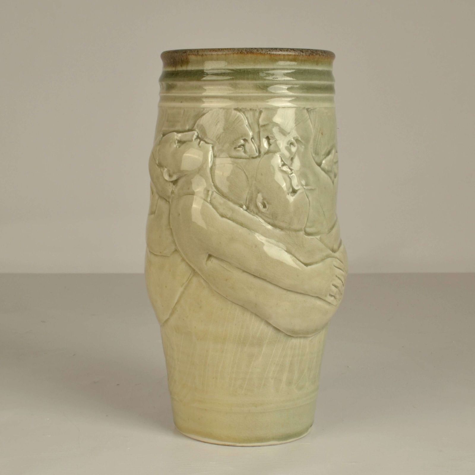 Figurative Ceramic Vase By Arnaud Lang With Bas Relief Of Men photo furniture