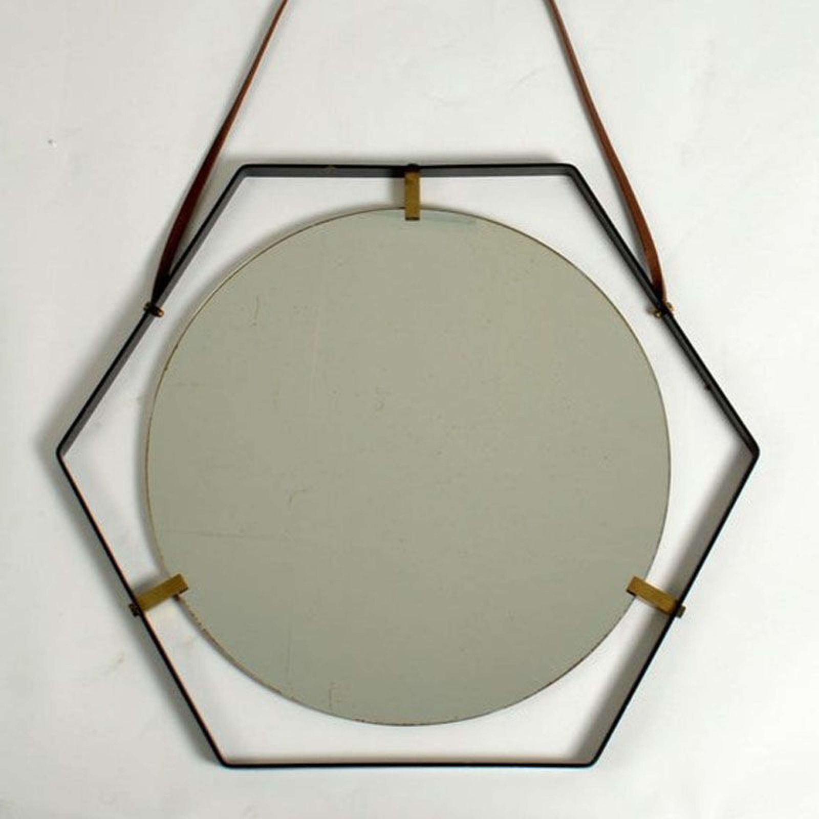 Hexagonal Mirror Santambrogio & De Berti 1960s Italy photo furniture