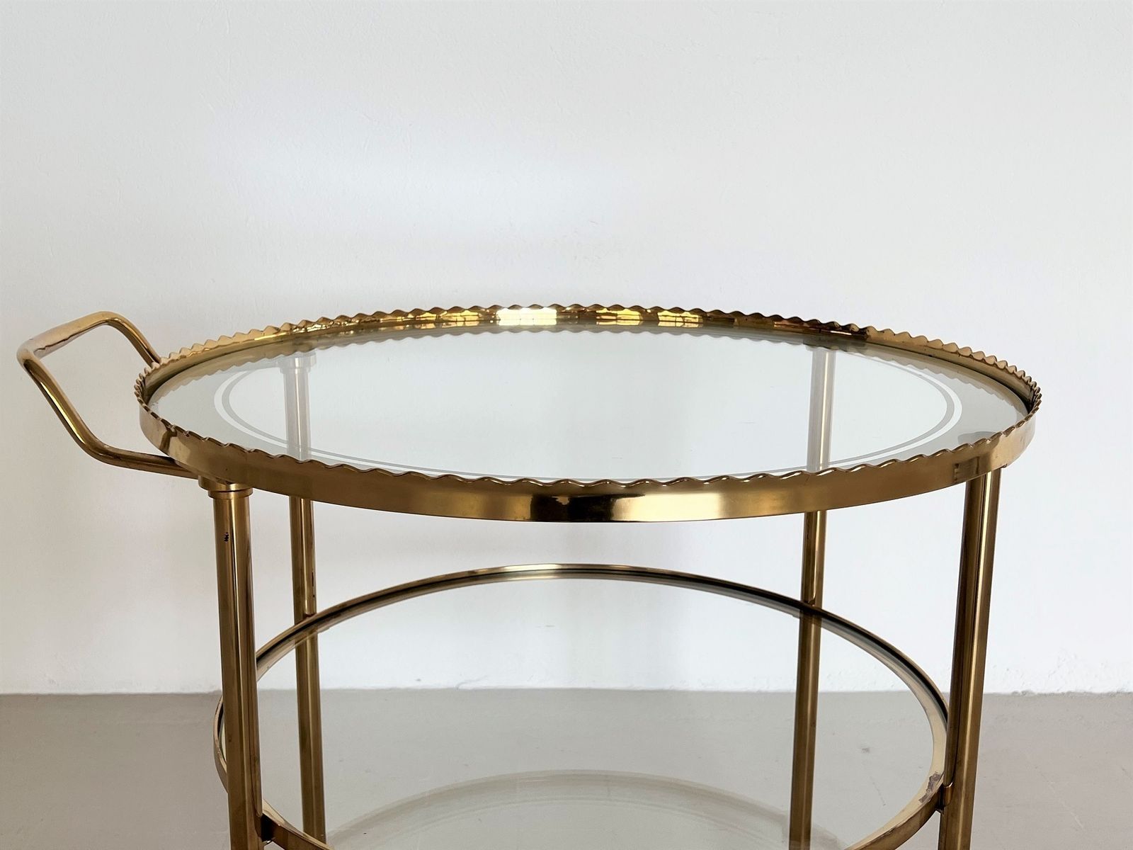 Midcentury Brass And Glass Trolley Or Bar Cart By Vereinigte Werkstätten, 1970s photo vintage