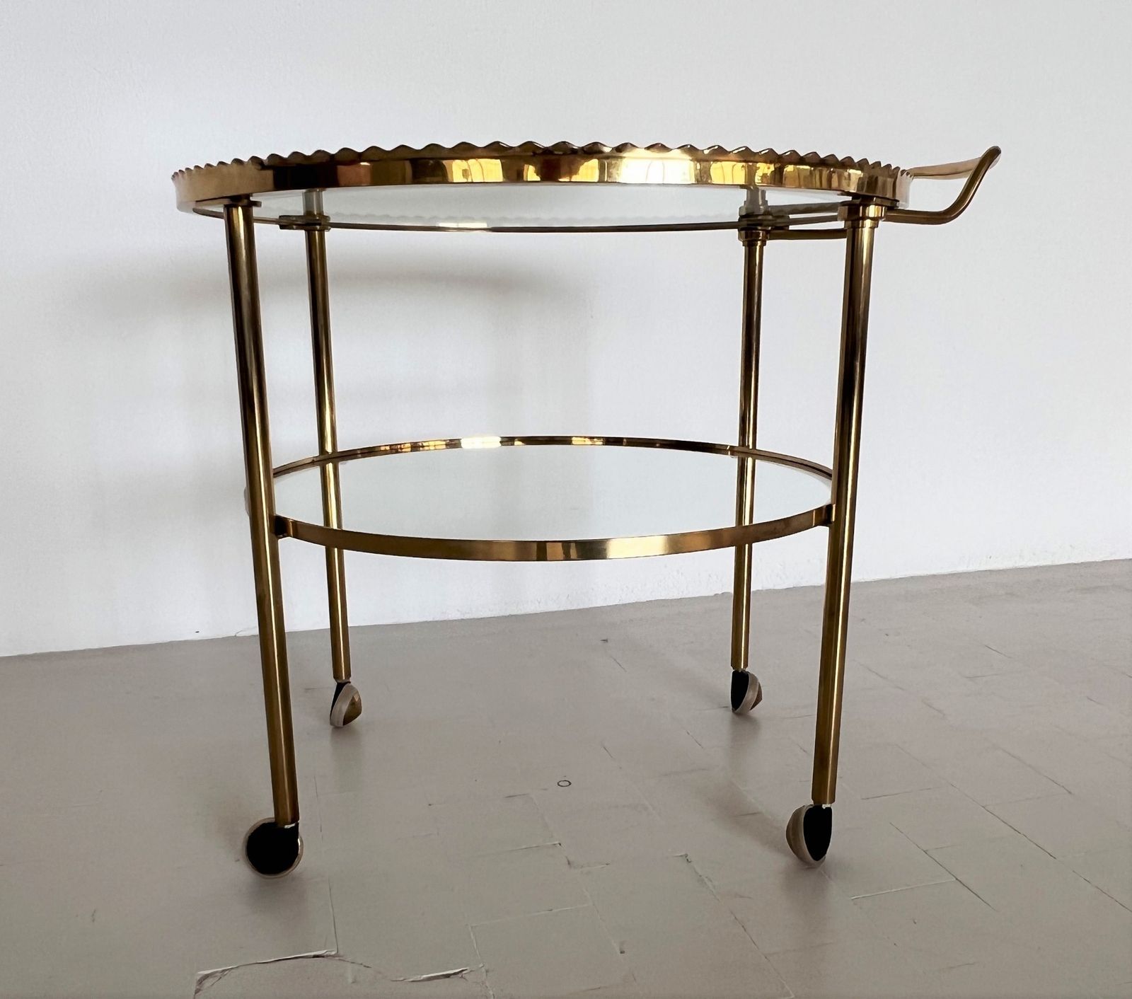 photo furniture Midcentury Brass And Glass Trolley Or Bar Cart By Vereinigte Werkstätten, 1970s