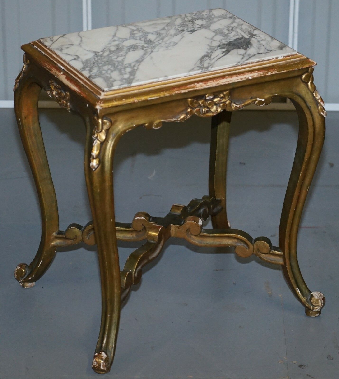Pair Of French Circa 1860 Napoleon III Gold Giltwood Marble Topped Side Tables photo furniture