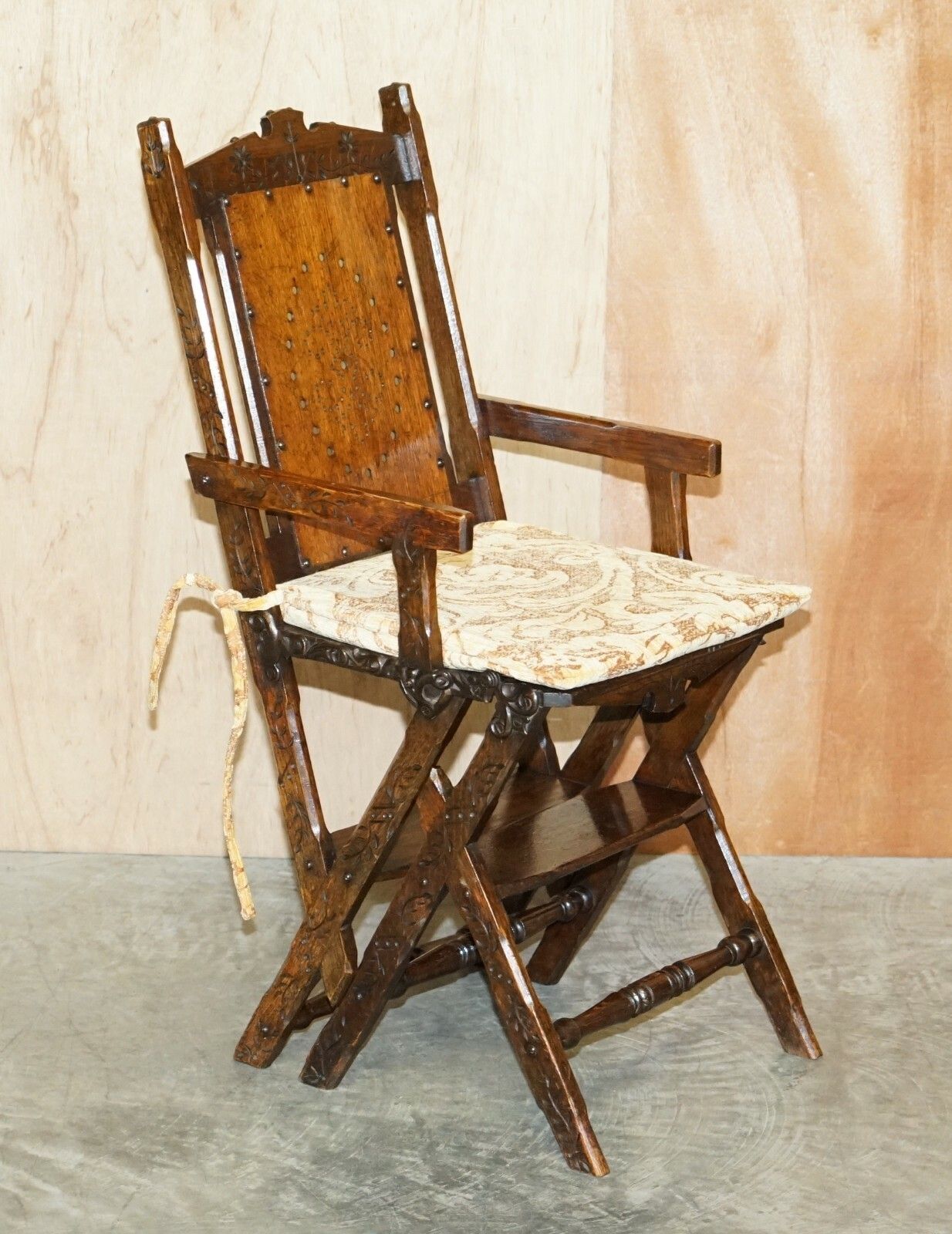 Ornately Carved Victorian 1880 English Oak Library Steps Metamorphic Chair photo furniture