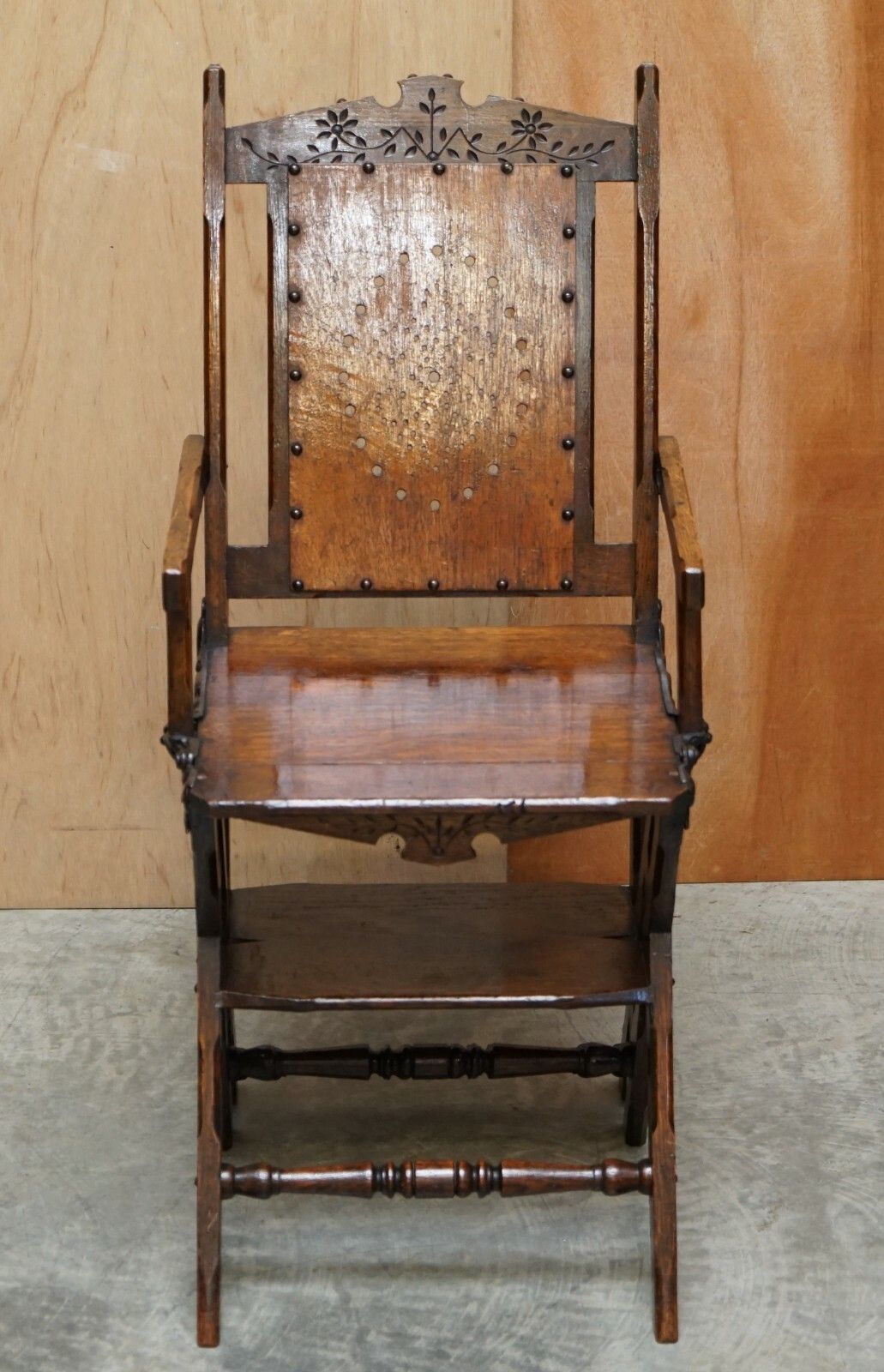 Ornately Carved Victorian 1880 English Oak Library Steps Metamorphic Chair photo Furniture