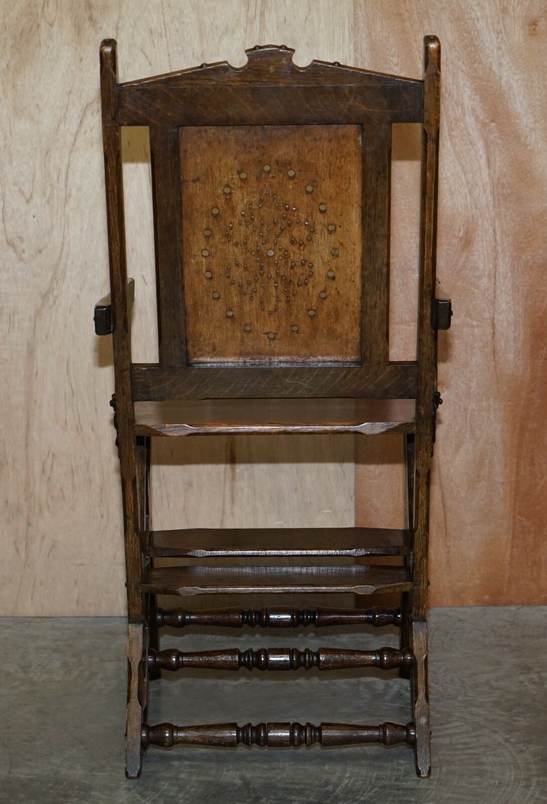 photo for sale Ornately Carved Victorian 1880 English Oak Library Steps Metamorphic Chair
