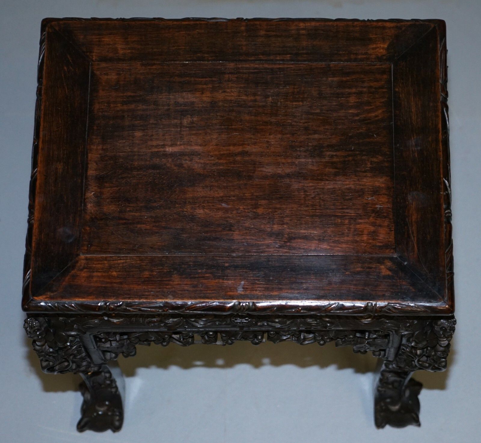 Very Rare 19th Century Hand Carved Qing Dynasty Chinese Hongmu Jardiniere Stand photo for sale