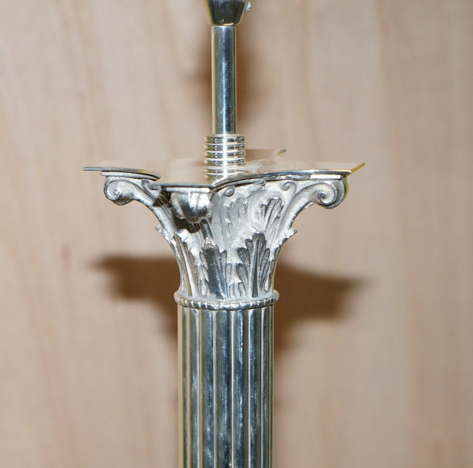 Vintage Silver Plated Corinthian Pillared Floor Standing Lamp Hairy Paw Feet photo buy