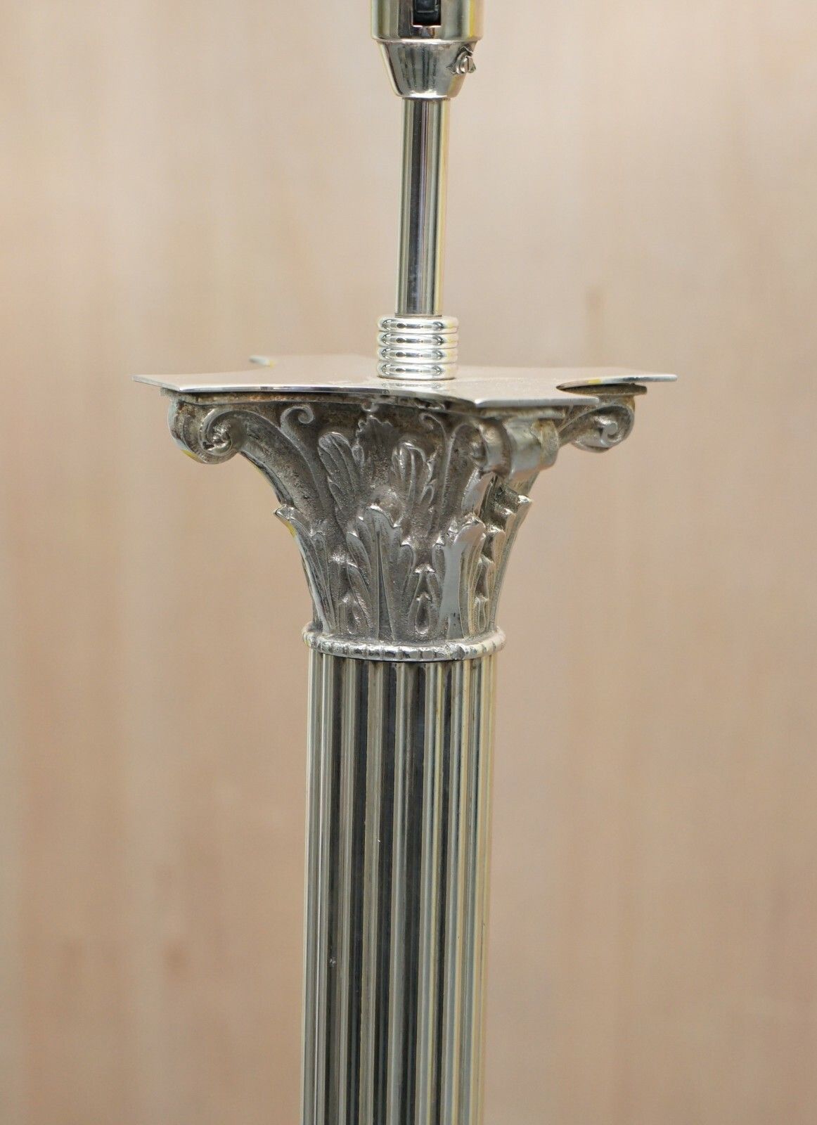 Lighting Vintage Silver Plated Corinthian Pillared Floor Standing Lamp Hairy Paw Feet photo