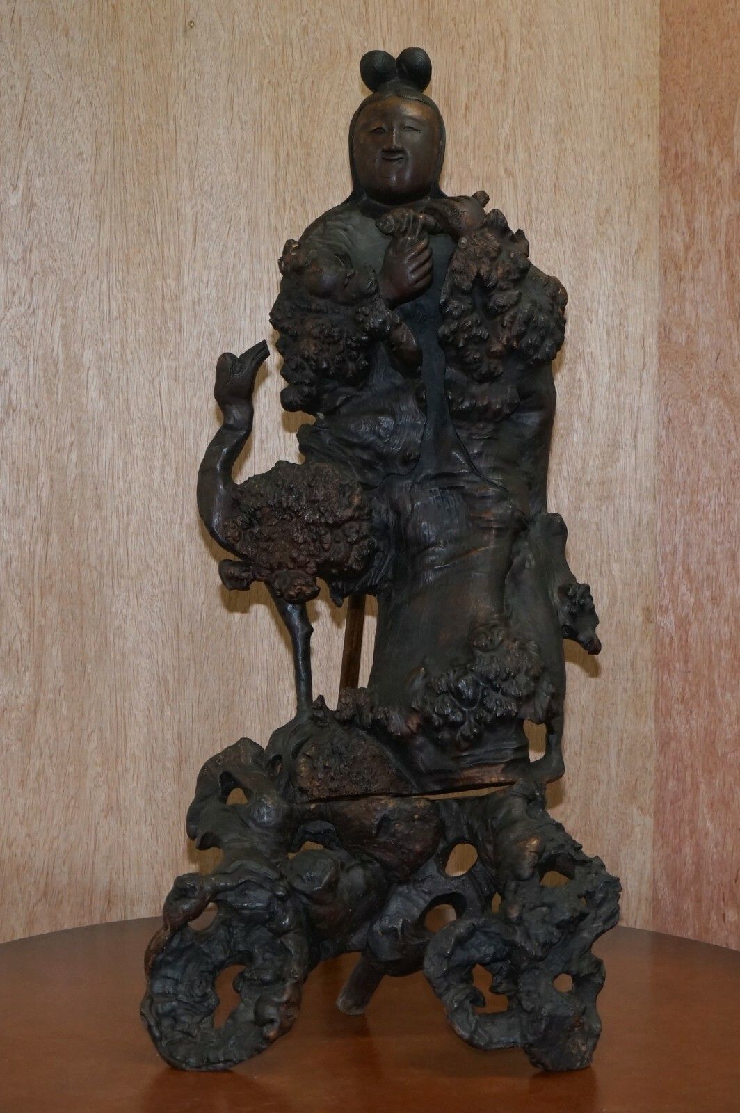 Antique Circa 1880 Chinese Root Wood Carving Of Buddah As Wiseman Very Detailed photo 1500.0