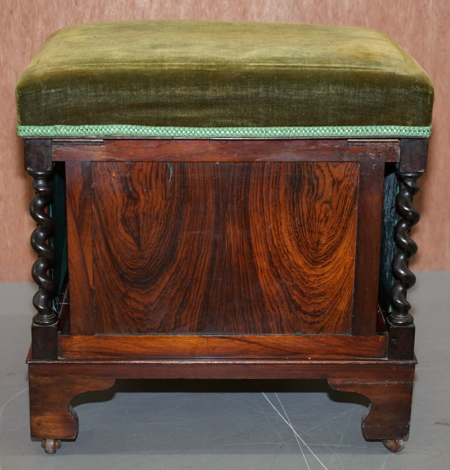 Sublime Antique Victorian Rosewood Heavily Carved Piano Stool Porcelain Castors photo buy