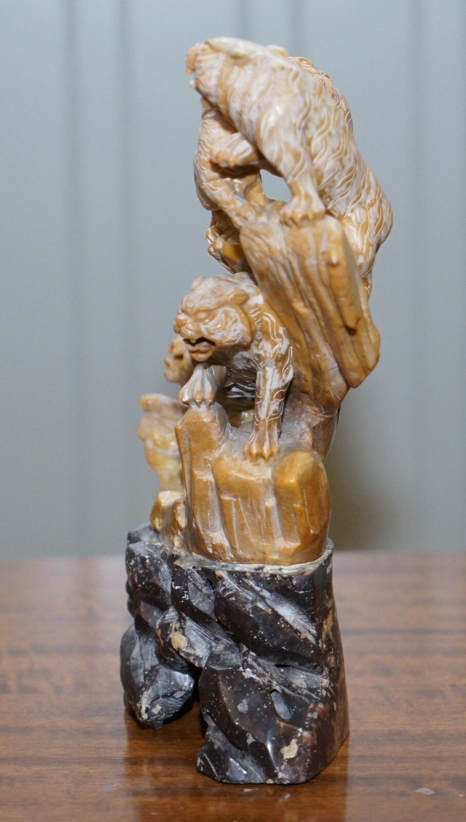 Art Rare Large Chinese Export Circa 1900 Shoushan Stone Sculpture Of Mountain Lions photo