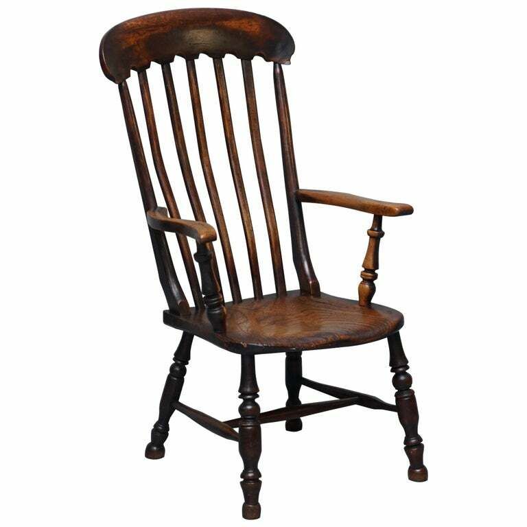Original Paint Elm 19th Century Thames Valley Oxford Windsor Armchair Untouched