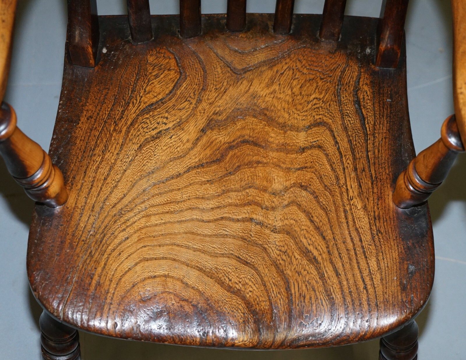 Original Paint Elm 19th Century Thames Valley Oxford Windsor Armchair Untouched photo for sale