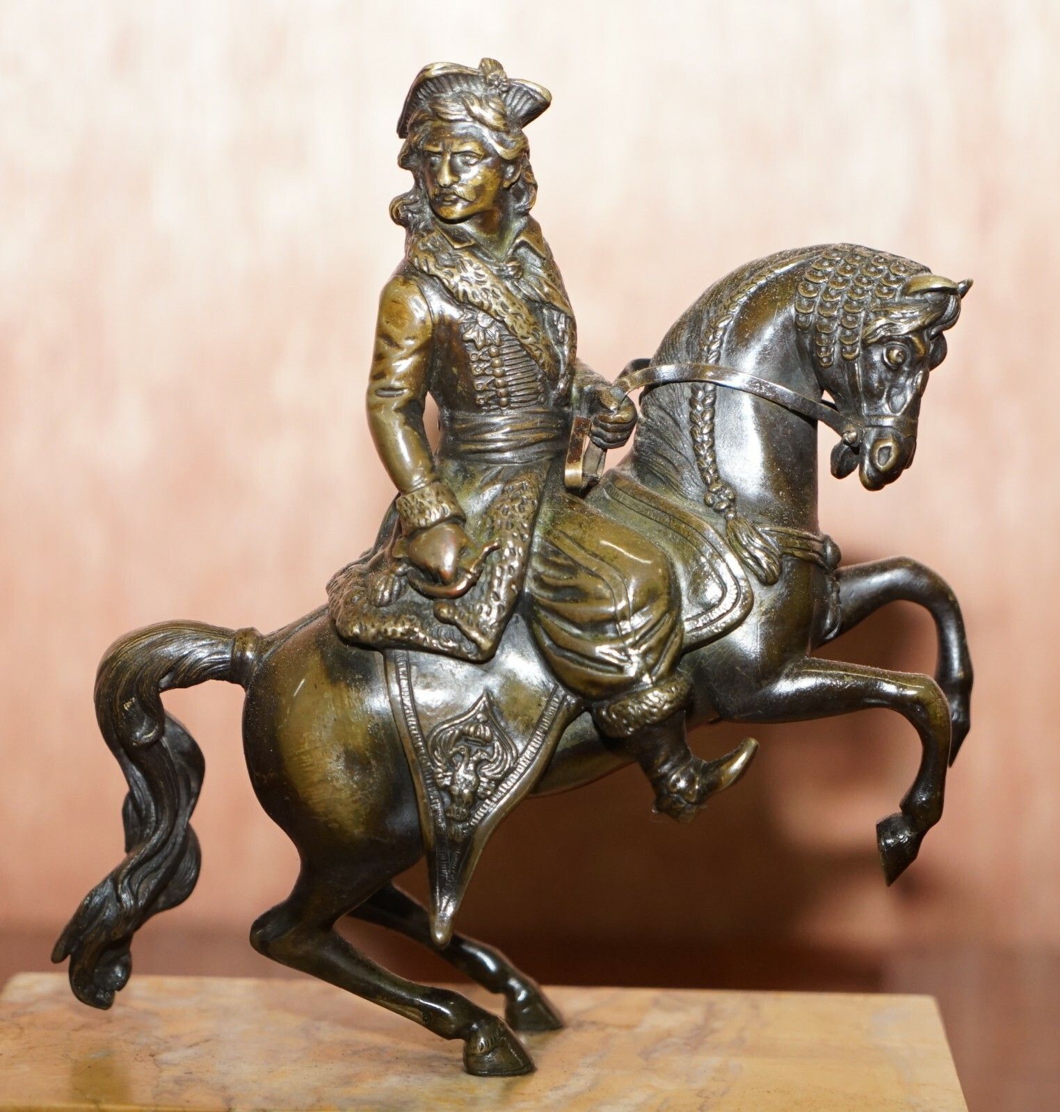photo furniture Pair Of 19th Century Equestrian Bronzes Russian Cossack & Roman Solider Horses