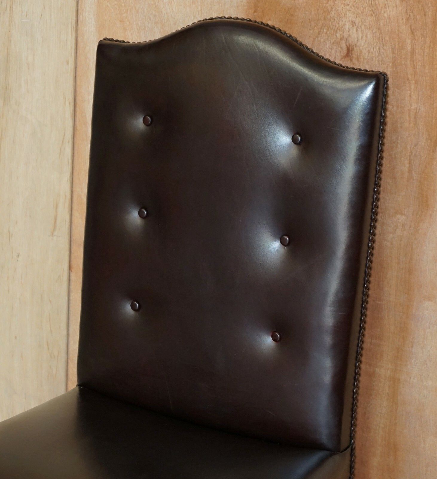 Rrp £4,170 George Smith Buttoned Side Occasional Office Desk Chair Brown Leather photo Furniture