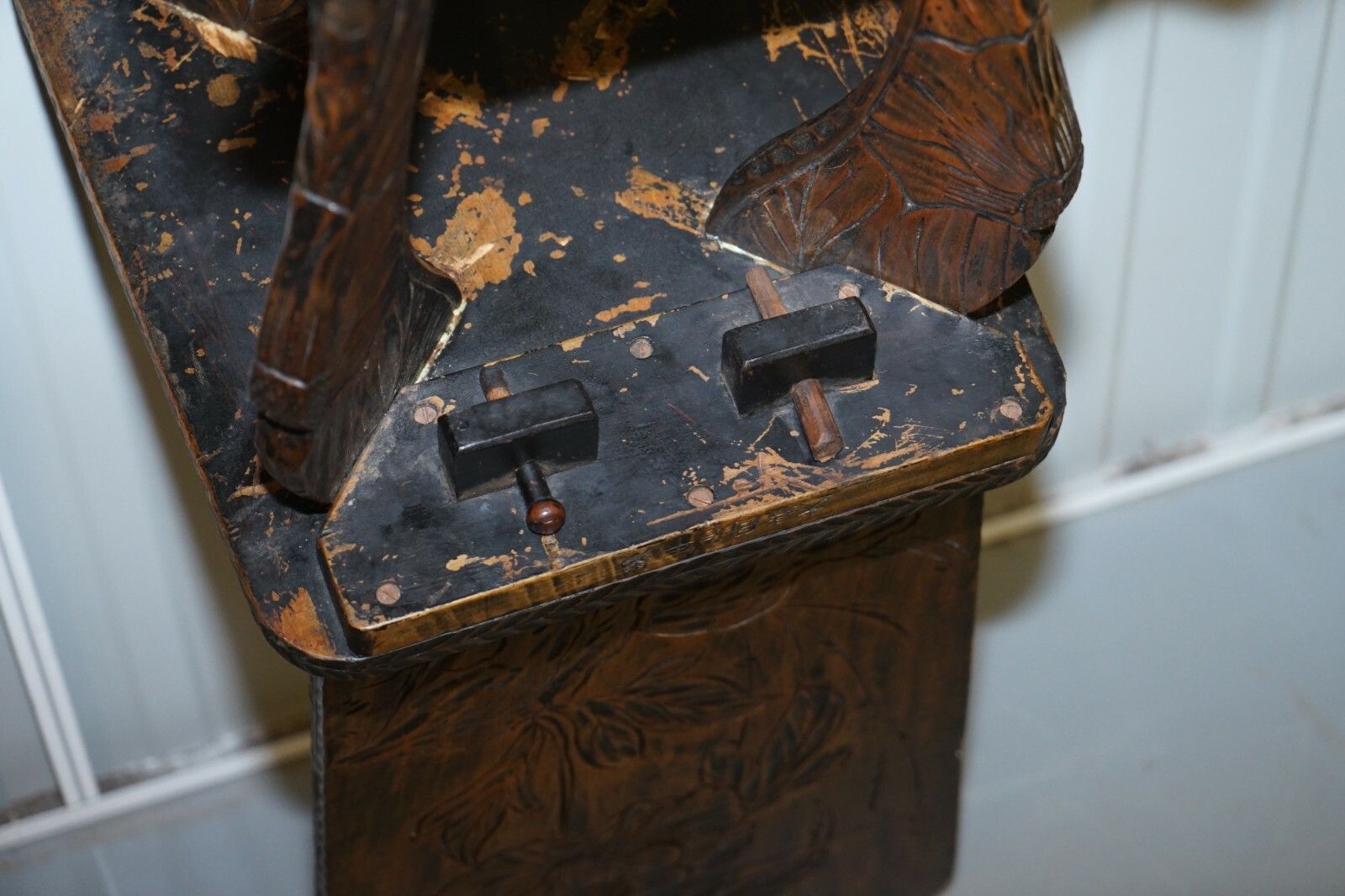 1500.0 Antique 1905 Original Liberty's London Signed Qing Dynasty Chair Floral Carving photo